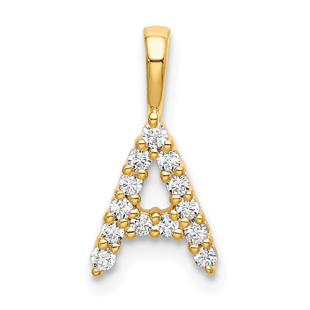 14k 1/8 carat Lab Grown Diamond VS/SI+ G+ Complete Letter A Initial Pendant (PM6988A-014-YLG)