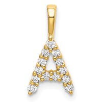 14K Yellow Gold 0.12 Carat Lab Grown Diamond VS SI+ G+ Complete Letter a Initial Pendant view 1