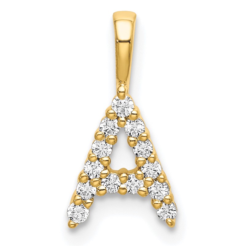 14k 1/8 carat Lab Grown Diamond VS/SI+ G+ Complete Letter A Initial Pendant