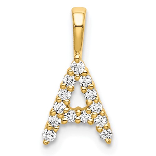 14K Yellow Gold 0.12 Carat Lab Grown Diamond VS SI+ G+ Complete Letter a Initial Pendant