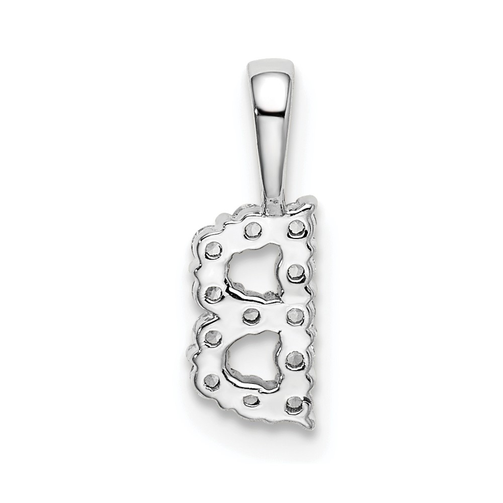 14k White Gold 1/8 carat Lab Grown Diamond VS/SI+ G+ Complete Letter B Intitial Pendant (PM6988B-012-WLG)