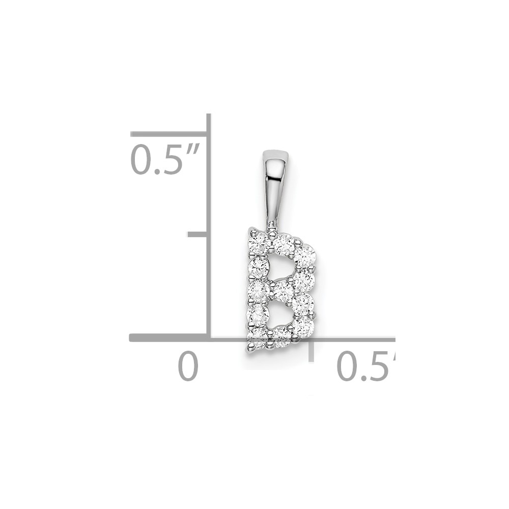 14k White Gold 1/8 carat Lab Grown Diamond VS/SI+ G+ Complete Letter B Intitial Pendant (PM6988B-012-WLG)