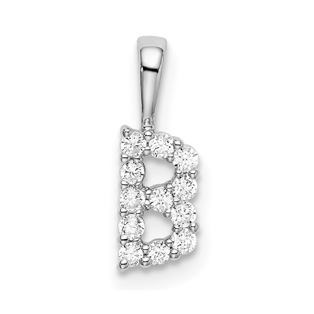 14k White Gold 1/8 carat Lab Grown Diamond VS/SI+ G+ Complete Letter B Intitial Pendant (PM6988B-012-WLG)