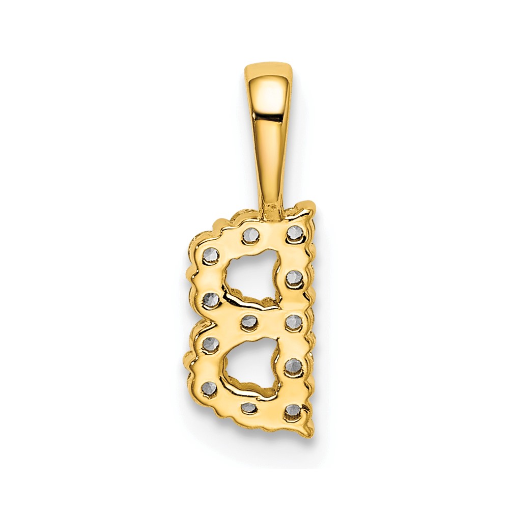 14k 1/8 carat Lab Grown Diamond VS/SI+ G+ Complete Letter B Intitial Pendant (PM6988B-012-YLG)