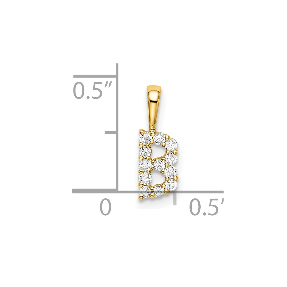 14k 1/8 carat Lab Grown Diamond VS/SI+ G+ Complete Letter B Intitial Pendant (PM6988B-012-YLG)