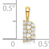 14K Yellow Gold 0.12 Carat Lab Grown Diamond VS SI+ G+ Complete Letter B Intitial Pendant view 4