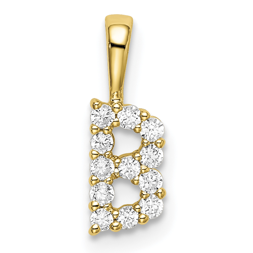 14k 1/8 carat Lab Grown Diamond VS/SI+ G+ Complete Letter B Intitial Pendant (PM6988B-012-YLG)