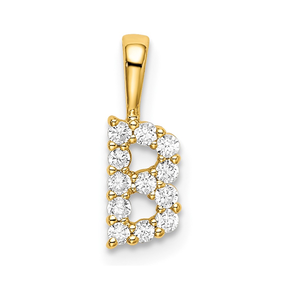 14k 1/8 carat Lab Grown Diamond VS/SI+ G+ Complete Letter B Intitial Pendant (PM6988B-012-YLG)
