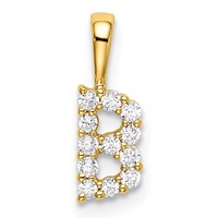14K Yellow Gold 0.12 Carat Lab Grown Diamond VS SI+ G+ Complete Letter B Intitial Pendant view 1