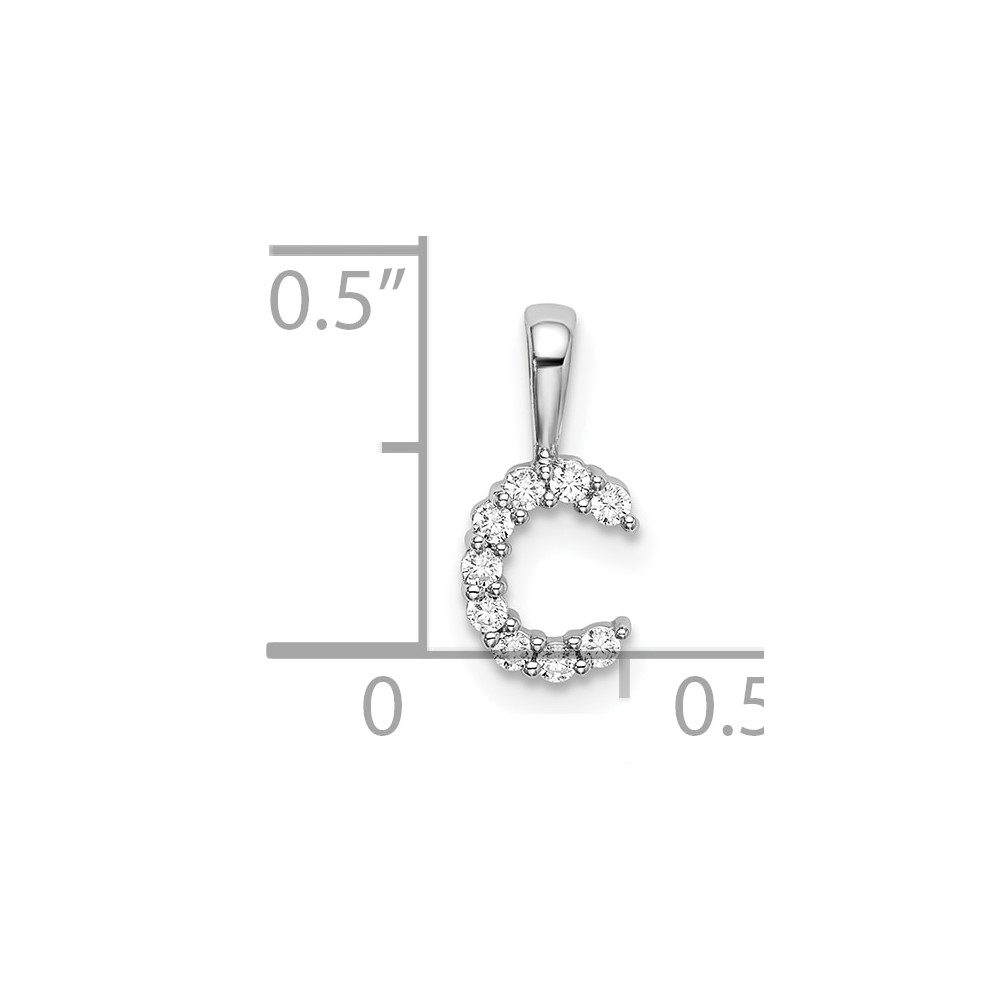 14k White Gold 1/10 carat Lab Grown Diamond VS/SI+ G+ Complete Letter C Initial Pendant (PM6988C-009-WLG)