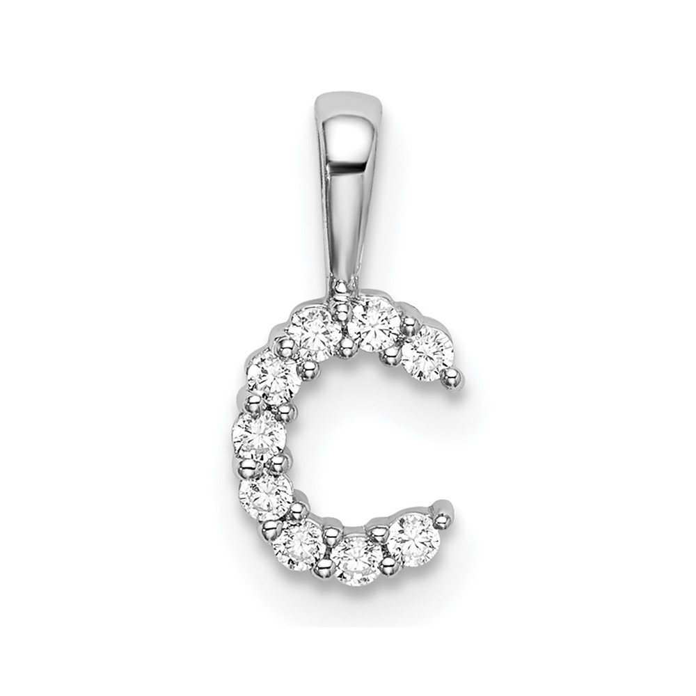14K White Gold 0.10 Carat Lab Grown Diamond VS SI+ G+ Complete Letter C Initial Pendant
