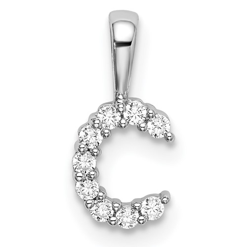 14K White Gold 0.10 Carat Lab Grown Diamond VS SI+ G+ Complete Letter C Initial Pendant