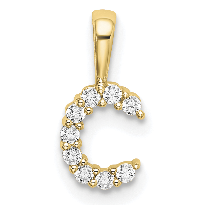 14k 1/10 carat Lab Grown Diamond VS/SI+ G+ Complete Letter C Initial Pendant (PM6988C-009-YLG)
