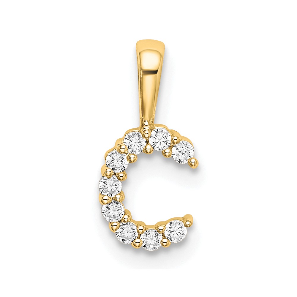 14K Yellow Gold 0.10 Carat Lab Grown Diamond VS SI+ G+ Complete Letter C Initial Pendant