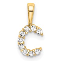 14K Yellow Gold 0.10 Carat Lab Grown Diamond VS SI+ G+ Complete Letter C Initial Pendant view 1