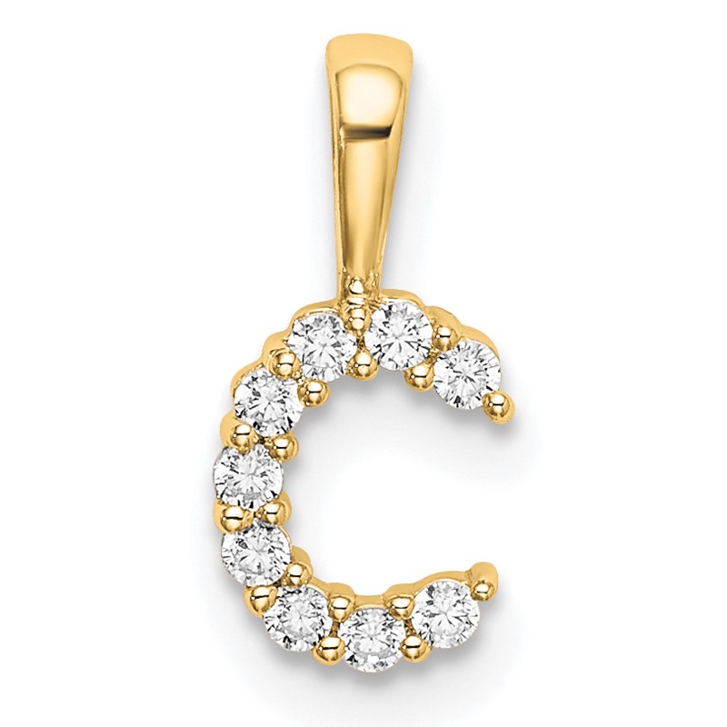 14k 1/10 carat Lab Grown Diamond VS/SI+ G+ Complete Letter C Initial Pendant