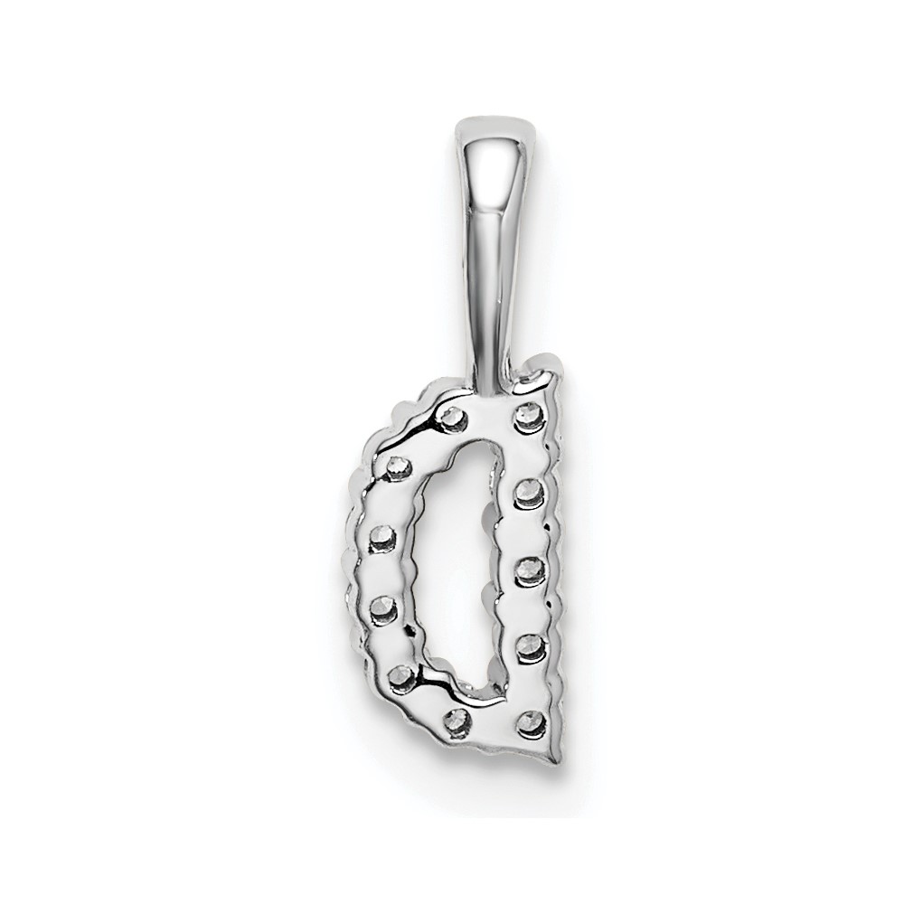 14k White Gold 1/10 carat Lab Grown Diamond VS/SI+ G+ Complete Letter D Initial Pendant (PM6988D-010-WLG)
