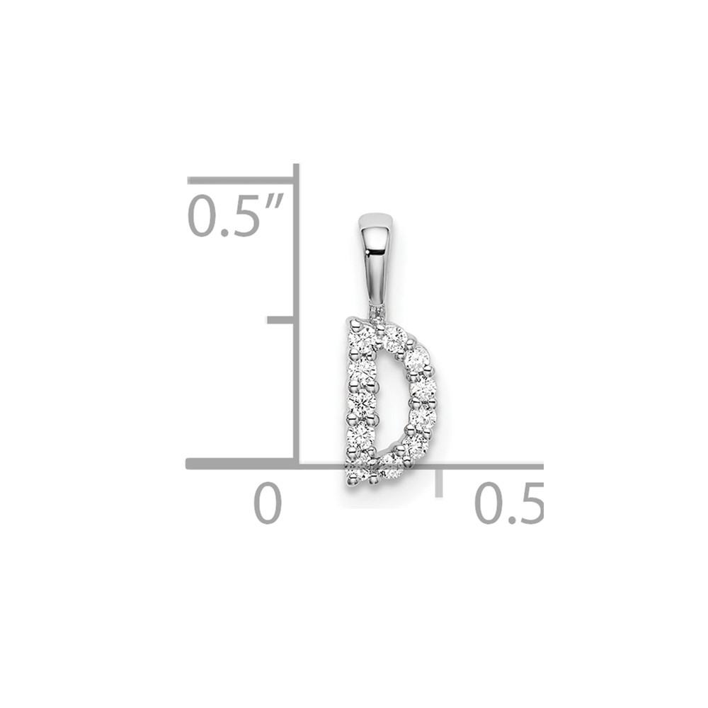 14k White Gold 1/10 carat Lab Grown Diamond VS/SI+ G+ Complete Letter D Initial Pendant (PM6988D-010-WLG)