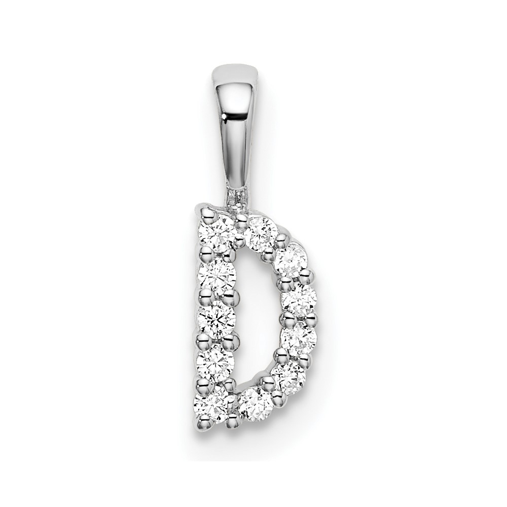 14K White Gold 0.10 Carat Lab Grown Diamond VS SI+ G+ Complete Letter D Initial Pendant