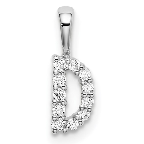 14K White Gold 0.10 Carat Lab Grown Diamond VS SI+ G+ Complete Letter D Initial Pendant
