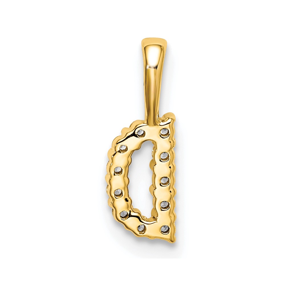 14k 1/10 carat Lab Grown Diamond VS/SI+ G+ Complete Letter D Initial Pendant (PM6988D-010-YLG)