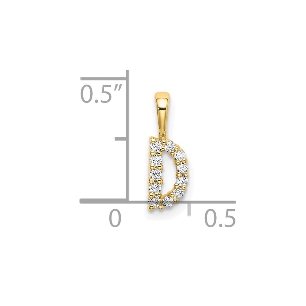 14k 1/10 carat Lab Grown Diamond VS/SI+ G+ Complete Letter D Initial Pendant (PM6988D-010-YLG)