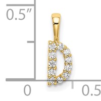 14K Yellow Gold 0.10 Carat Lab Grown Diamond VS SI+ G+ Complete Letter D Initial Pendant view 4