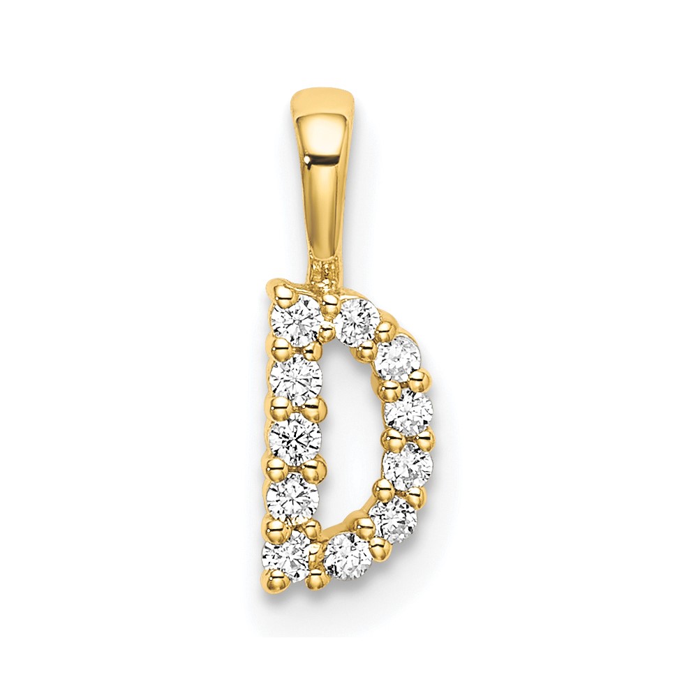 14k 1/10 carat Lab Grown Diamond VS/SI+ G+ Complete Letter D Initial Pendant (PM6988D-010-YLG)