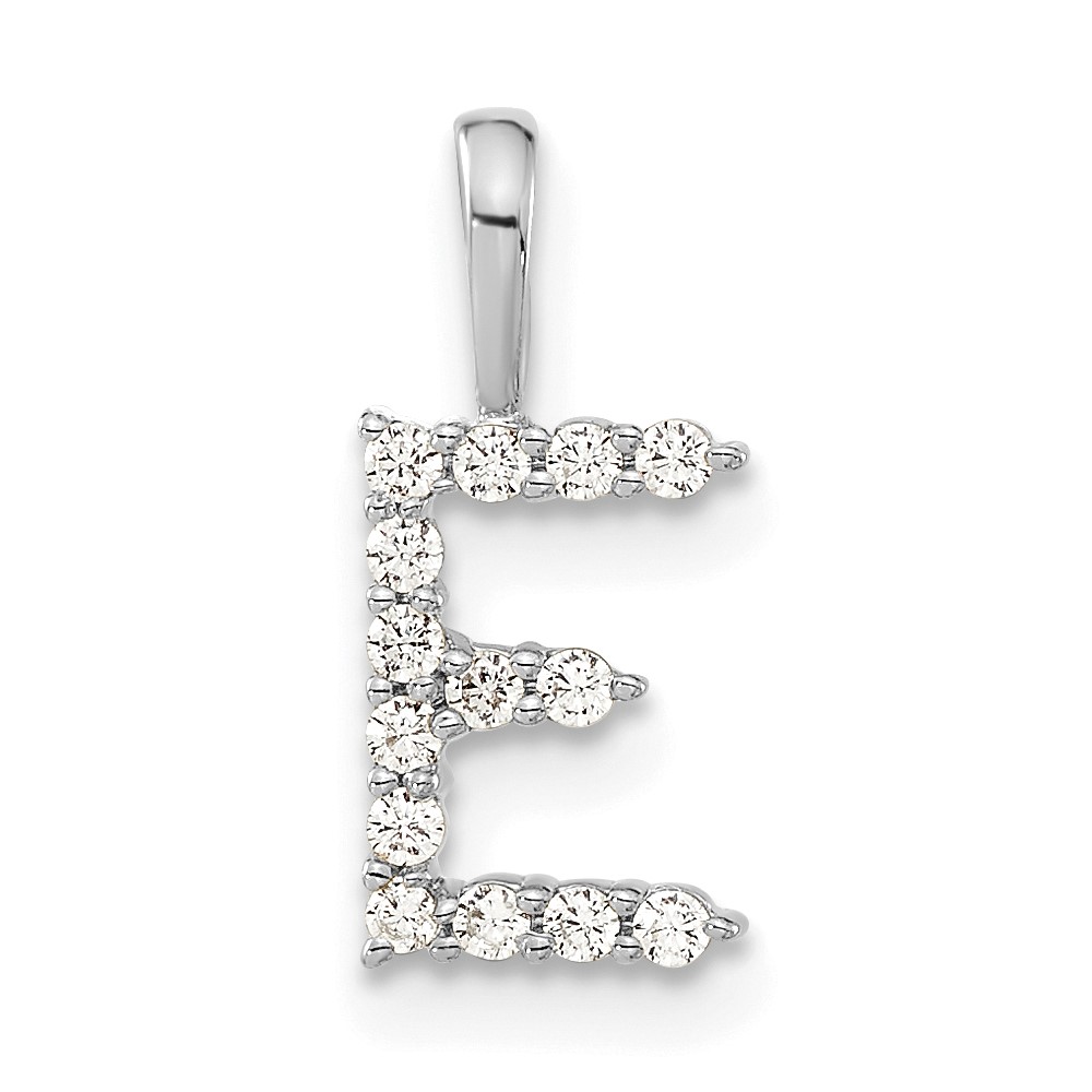 14K White Gold 0.12 Carat Lab Grown Diamond VS SI+ G+ Complete Letter E Initial Pendant
