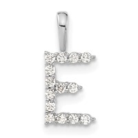 14K White Gold 0.12 Carat Lab Grown Diamond VS SI+ G+ Complete Letter E Initial Pendant view 1