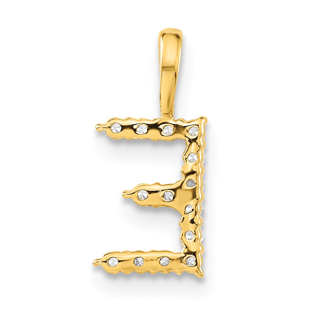 14k 1/8 carat Lab Grown Diamond VS/SI+ G+ Complete Letter E Initial Pendant (PM6988E-014-YLG)