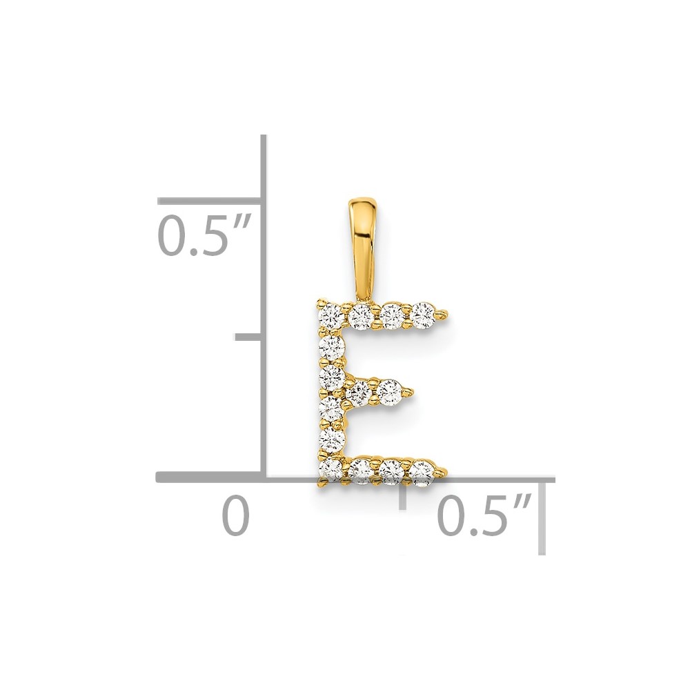 14k 1/8 carat Lab Grown Diamond VS/SI+ G+ Complete Letter E Initial Pendant (PM6988E-014-YLG)