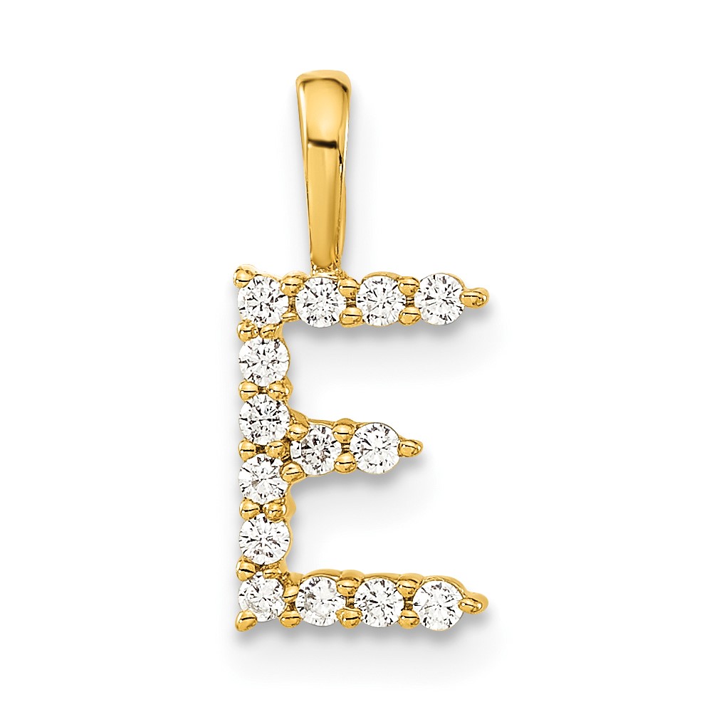 14k 1/8 carat Lab Grown Diamond VS/SI+ G+ Complete Letter E Initial Pendant (PM6988E-014-YLG)