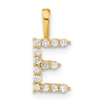 14K Yellow Gold 0.12 Carat Lab Grown Diamond VS SI+ G+ Complete Letter E Initial Pendant view 1