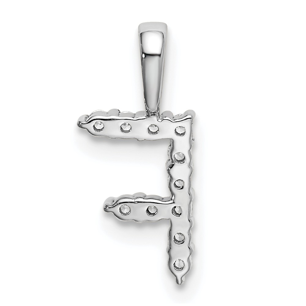 14k White Gold 1/8 carat Lab Grown Diamond VS/SI+ G+ Complete Letter F Initial Pendant (PM6988F-011-WLG)