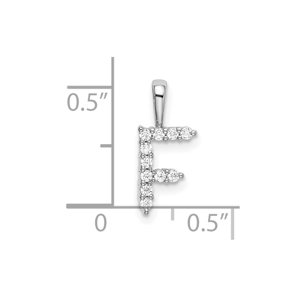 14k White Gold 1/8 carat Lab Grown Diamond VS/SI+ G+ Complete Letter F Initial Pendant (PM6988F-011-WLG)