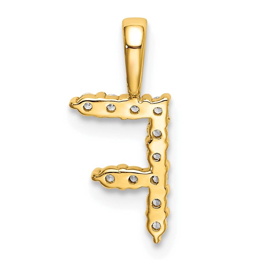 14k 1/8 carat Lab Grown Diamond VS/SI+ G+ Complete Letter F Initial Pendant (PM6988F-011-YLG)