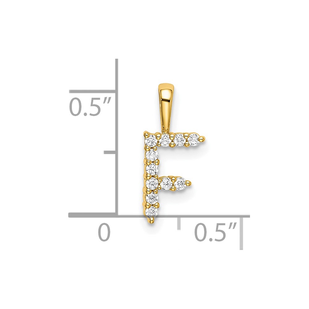 14k 1/8 carat Lab Grown Diamond VS/SI+ G+ Complete Letter F Initial Pendant (PM6988F-011-YLG)
