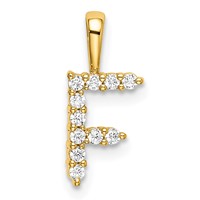 14K Yellow Gold 0.12 Carat Lab Grown Diamond VS SI+ G+ Complete Letter F Initial Pendant view 1