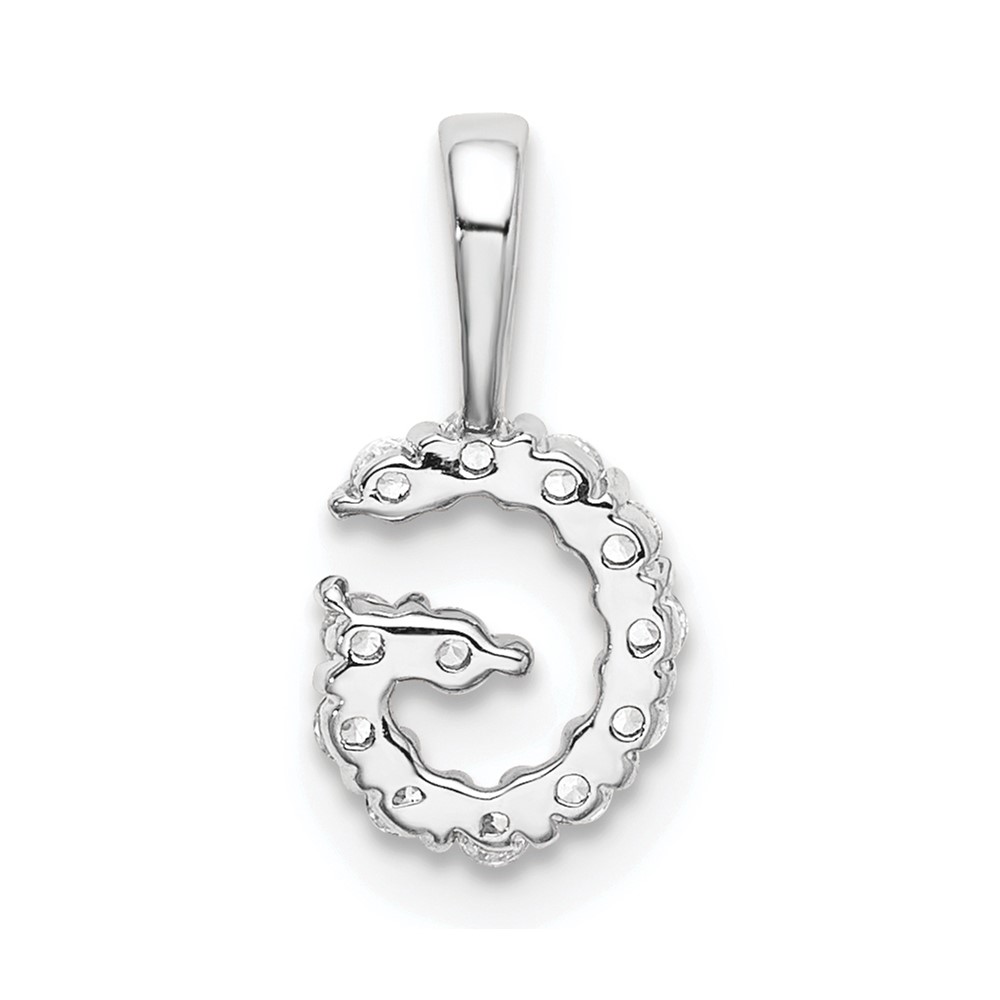14k White Gold 1/8 carat Lab Grown Diamond VS/SI+ G+ Complete Letter G Intitial Pendant (PM6988G-012-WLG)