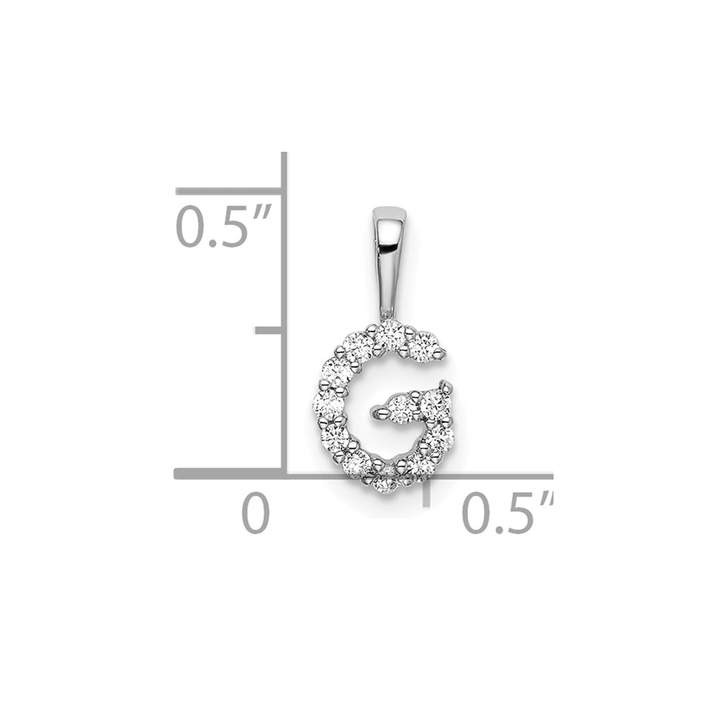 14k White Gold 1/8 carat Lab Grown Diamond VS/SI+ G+ Complete Letter G Intitial Pendant (PM6988G-012-WLG)