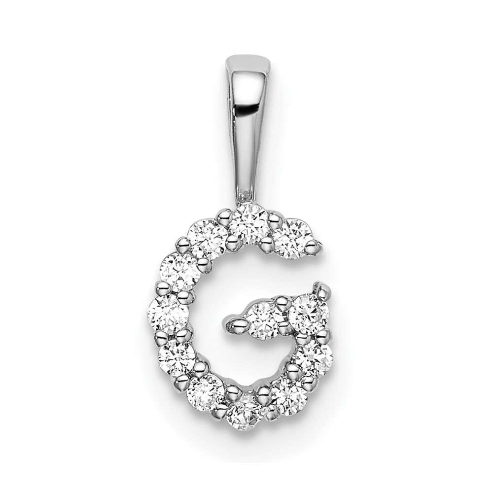 14k White Gold 1/8 carat Lab Grown Diamond VS/SI+ G+ Complete Letter G Intitial Pendant (PM6988G-012-WLG)