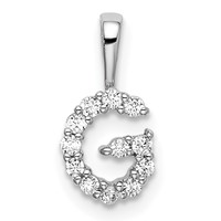 14K White Gold 0.12 Carat Lab Grown Diamond VS SI+ G+ Complete Letter G Intitial Pendant view 1