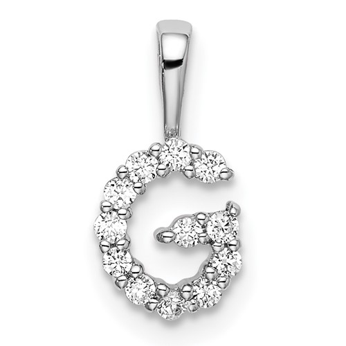 14K White Gold 0.12 Carat Lab Grown Diamond VS SI+ G+ Complete Letter G Intitial Pendant