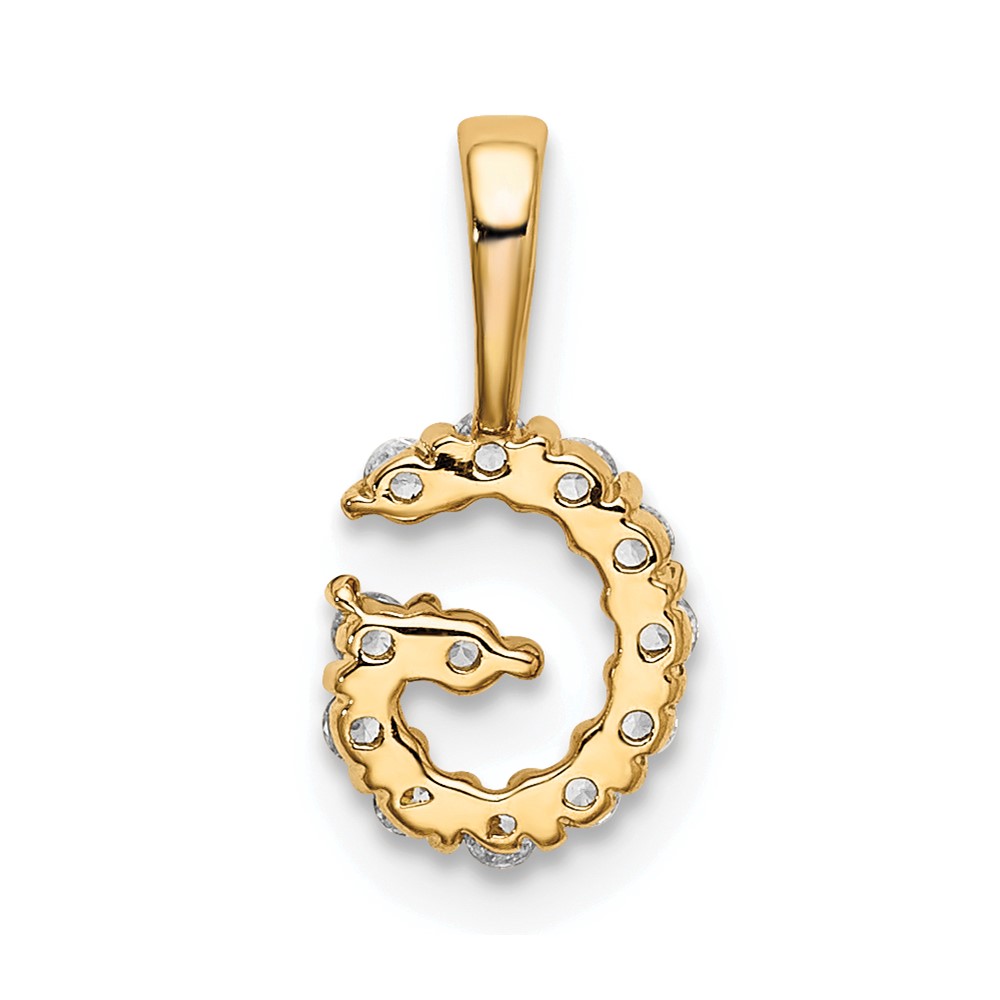 14k 1/8 carat Lab Grown Diamond VS/SI+ G+ Complete Letter G Intitial Pendant (PM6988G-012-YLG)