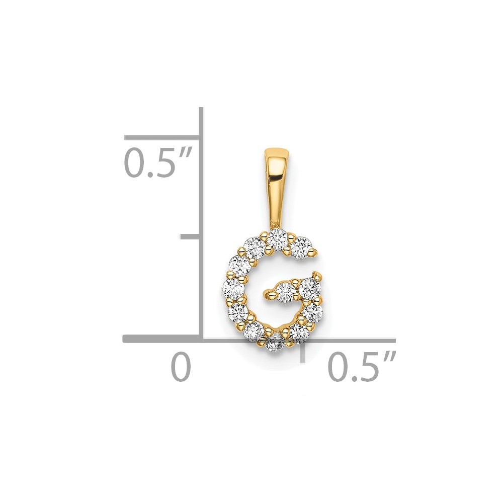 14k 1/8 carat Lab Grown Diamond VS/SI+ G+ Complete Letter G Intitial Pendant (PM6988G-012-YLG)