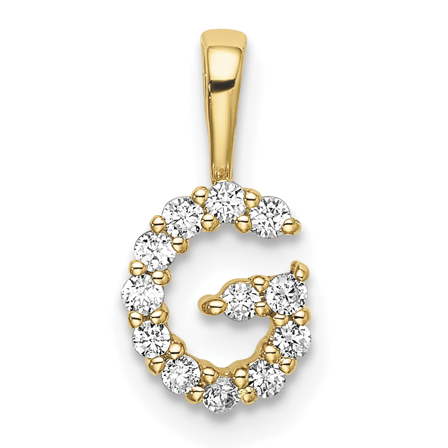 14k 1/8 carat Lab Grown Diamond VS/SI+ G+ Complete Letter G Intitial Pendant (PM6988G-012-YLG)