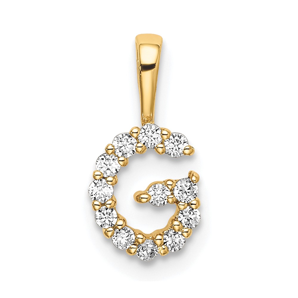 14k 1/8 carat Lab Grown Diamond VS/SI+ G+ Complete Letter G Intitial Pendant (PM6988G-012-YLG)
