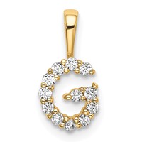 14K Yellow Gold 0.12 Carat Lab Grown Diamond VS SI+ G+ Complete Letter G Intitial Pendant view 1