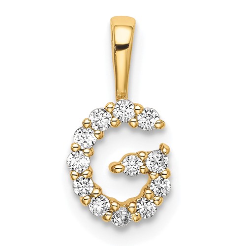 14K Yellow Gold 0.12 Carat Lab Grown Diamond VS SI+ G+ Complete Letter G Intitial Pendant